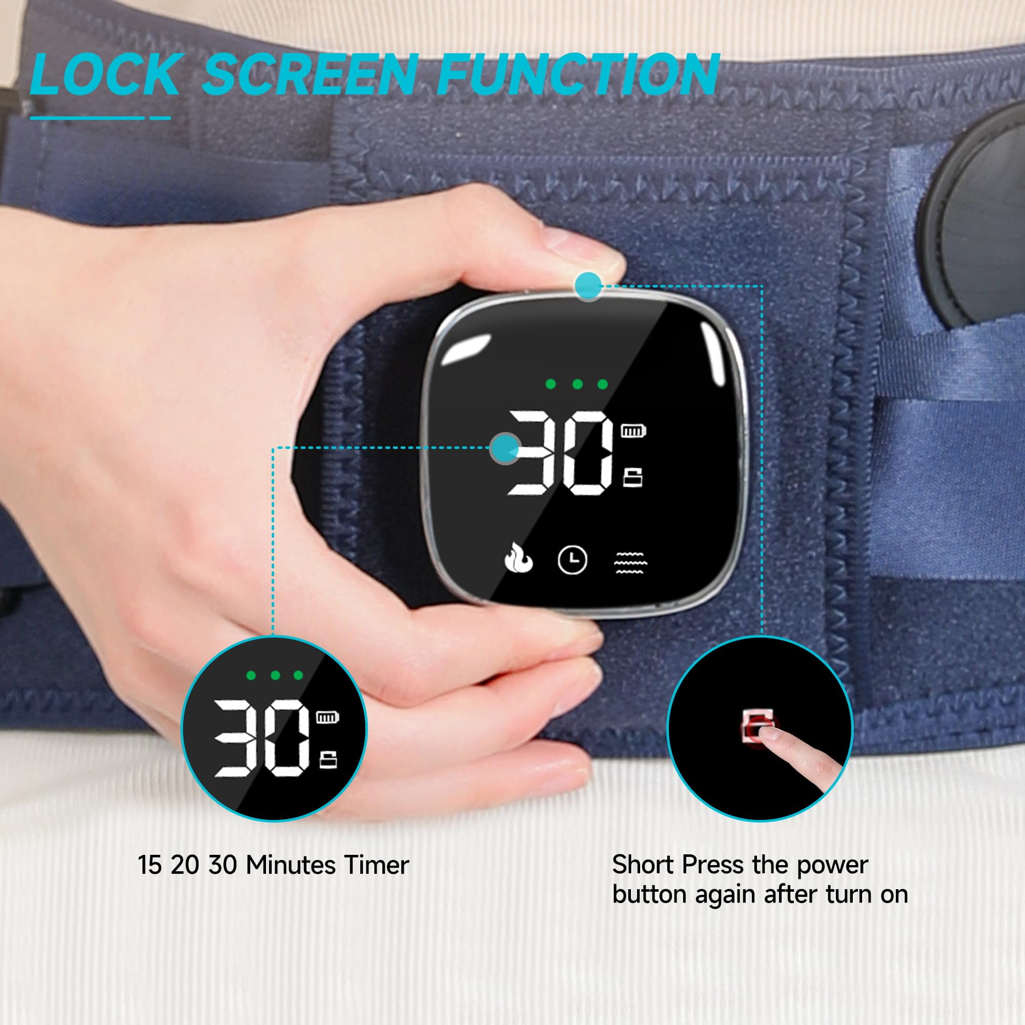 BURRKI 47-60" Lower Back Massager with 3 heat and 5 vibration, Cordless Heating Pad for Back, Heated Lumbar Support Brace Belt, Gifts for Men Women