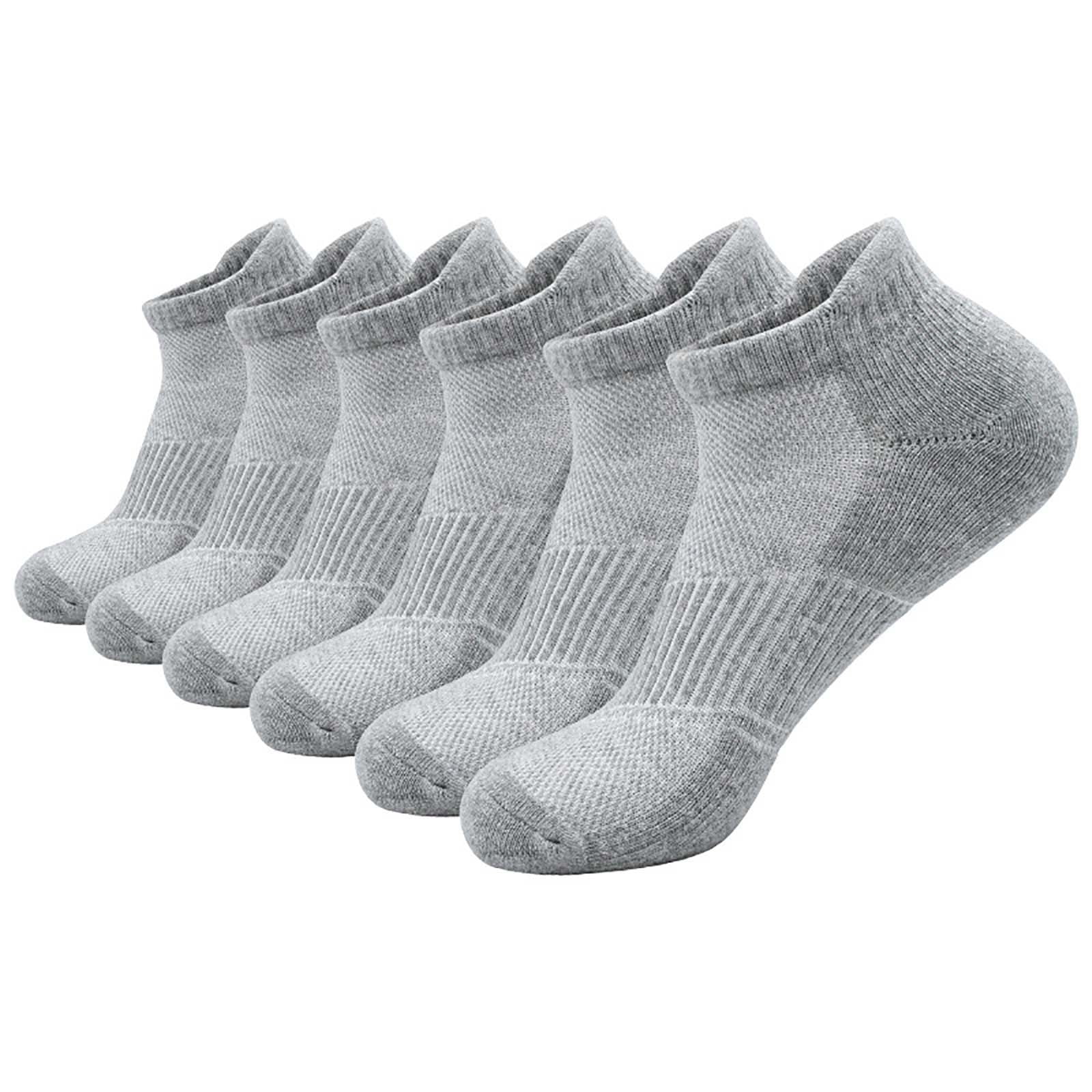 SGFCWSX Ankle Socks 6-Pack Mens,Mid-calf Sweat-absorbing Non-slip Running Socks Gray Free Size