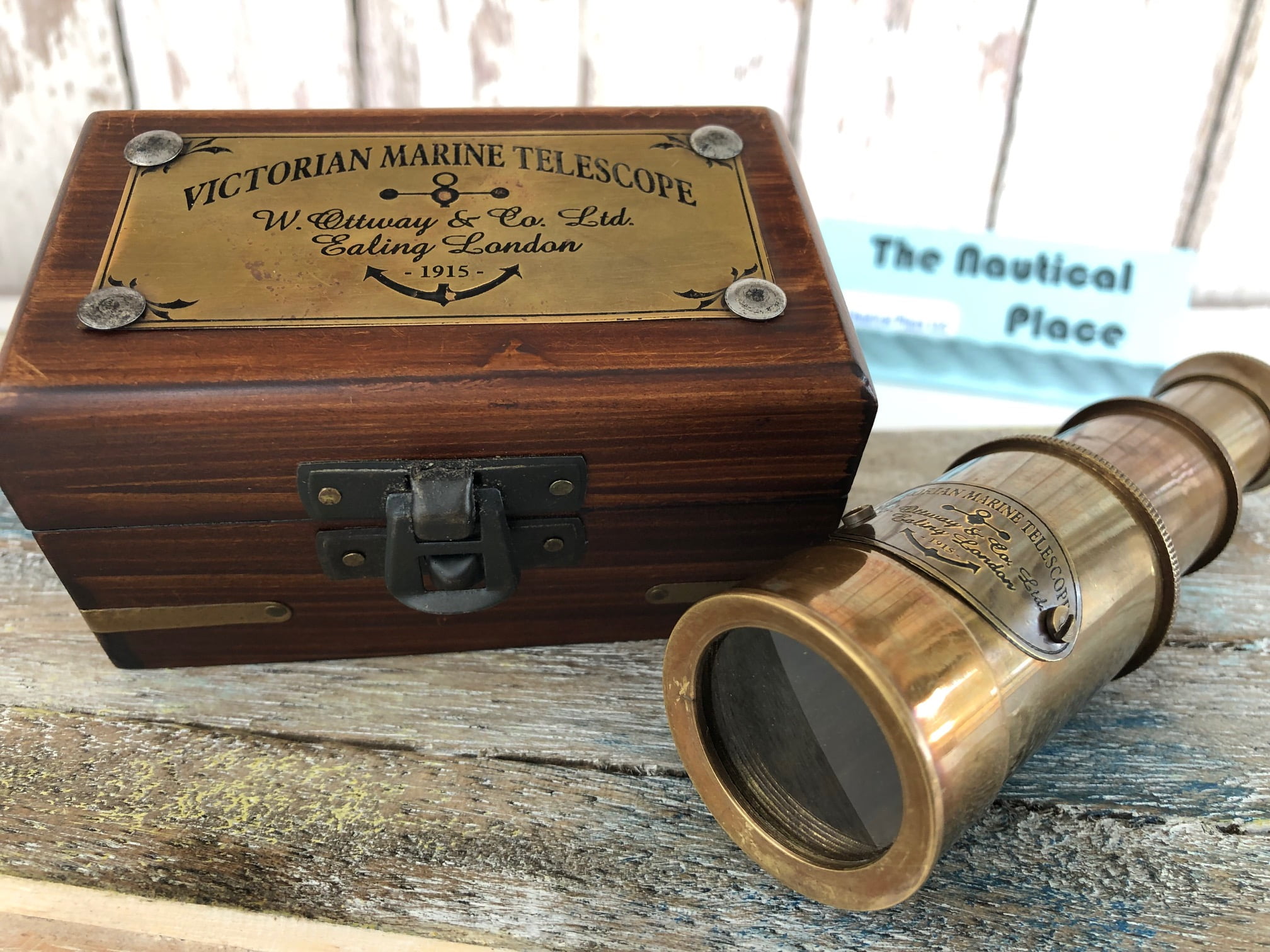 BRASS ANTIQUE VINTAGE 20"VICTORIAN MARINE TELESCOPE Wooden Box SPYGLASS NEW GIFT 