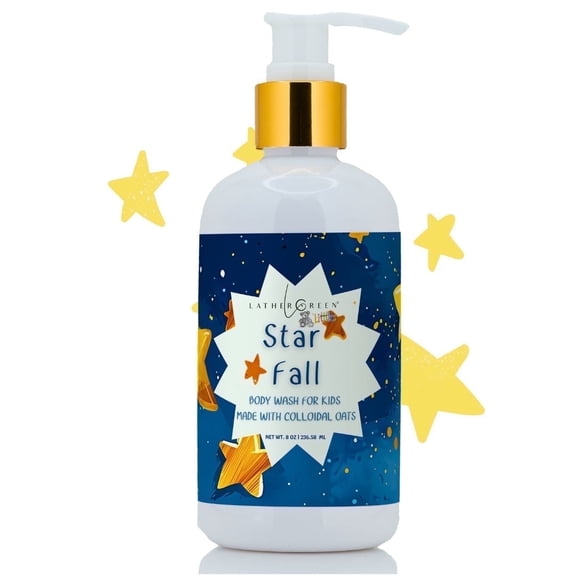 Star Fall Kids Natural Body Wash - Hypoallergenic & Paraben-Free Safe to All Skin - 8 oz by LatherGreen