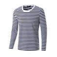 thumbnail image 1 of CamisePaHombres Cuello Redondo Mangas Largas Estampado de Rayas Azul Marino 56, 1 of 7