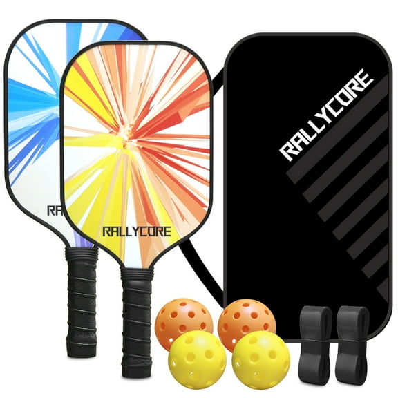Pickleball Paddles Set of 2 with 4 Pickleball Balls and Pickleball Bag, Fiberglass Pickle Ball Rackets 2 Pack for Gift