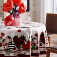 thumbnail image 2 of Romantic Valentines Day Plaid Love Hearts Tablecloth Cloth Round Washable Table Covers for Indoor Outdoor Dining Table Home Party Decorations 60x60 Inch, 2 of 6