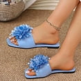 thumbnail image 6 of Tqyyweavej Flat Sandals for Women 3D Flower Solid Color Open Square Toe Sandals Slip On Comfortable Dressy Sandals Gifts for Women, 6 of 10