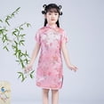 thumbnail image 2 of Ruyang Girls Chinese Gheongsam Floral Graphic Traditional Dress Kids New Year Embroidery Qipao Skirt Stand Collar Side Split Outfits, 2 of 5