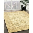 thumbnail image 3 of Ahgly Company Machine Washable Indoor Round Abstract Sun Yellow Area Rugs, 3' Round, 3 of 7