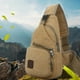 thumbnail image 5 of Bolsa de pecho cruzada de lona para hombres y mujeres – Mochila tipo cabestrillo de gran capacidad con correa ajustable, múltiples bolsillos, cremallera duradera, azul café verde caqui, 30x16x6cm, 5 of 6
