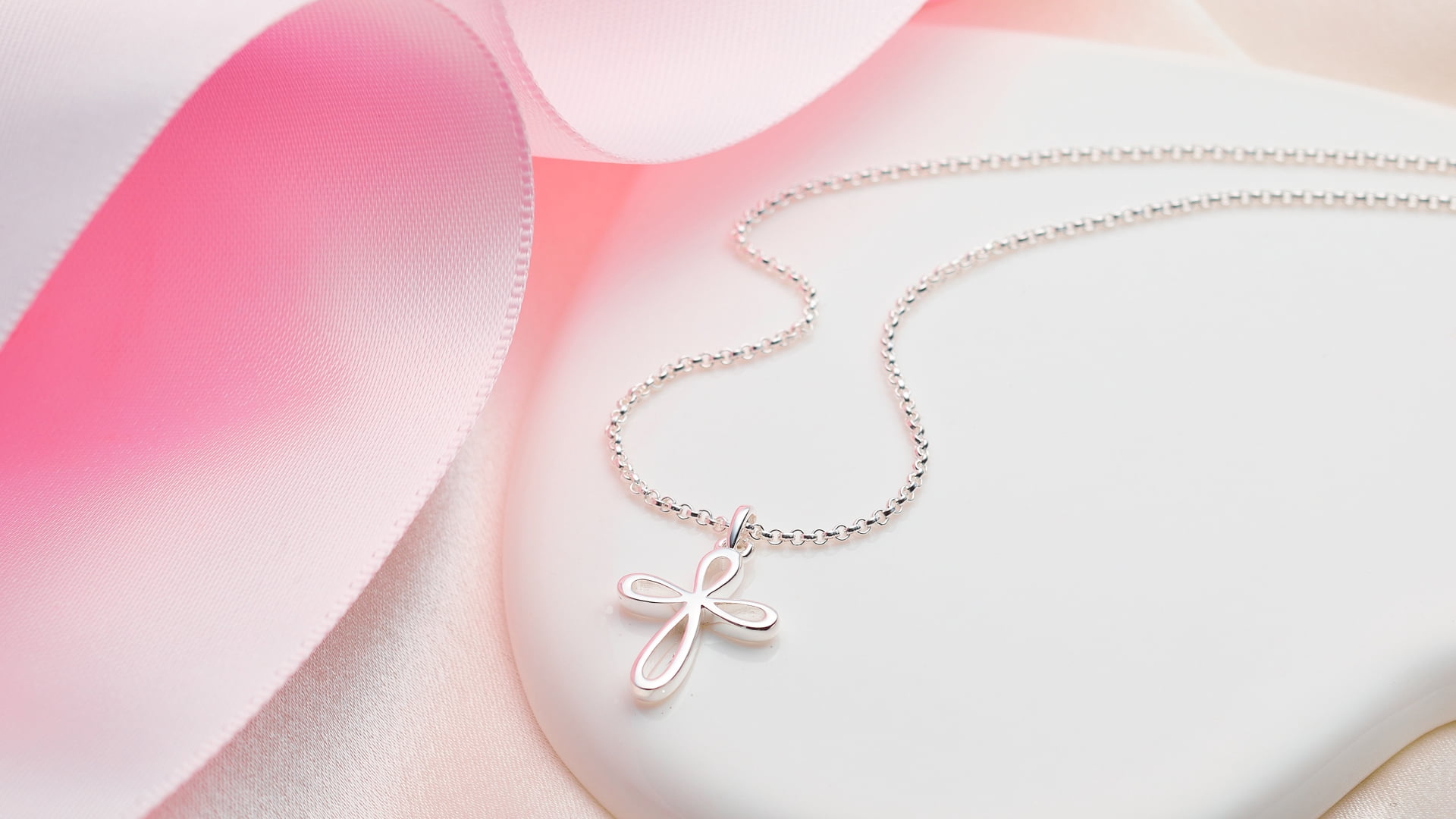 Molly Brown London Sterling Silver Cross Necklace, 16 in Belcher Chain