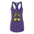 thumbnail image 3 of Messy Bun Softball Mom Life Game Day Vibes Sports Lover | Mother's Day Sports Ladies Racerback Sleeveless Top, Purple Rush, L, 3 of 5