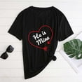 thumbnail image 6 of ZCFZJW He/She is Mine Couple T-Shirts for Women Men Valentine's Day Casual Short Sleeve Round Neck Couples Matching Shirts Holiday Outfits Tops Black Women-XL, 6 of 6