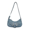 thumbnail image 2 of Bolso de hombro para mujer, bolso tipo cartera, bolso de moda de PU con cremallera, bolso para axila. azul, 2 of 9