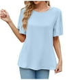 thumbnail image 2 of Fiudx Camisas para Mujer Blusas y Camisas de Cuello Redondo de Manga Corta Informales para Primavera y Verano para Mujer, 2 of 7