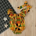 thumbnail image 4 of KAUOD African Baby Clothes Girl Dashiki Ankara Outfit Set Ethnic Bohemian Style Off-Shoulder Romper Bodysuit+Headband, 4 of 8