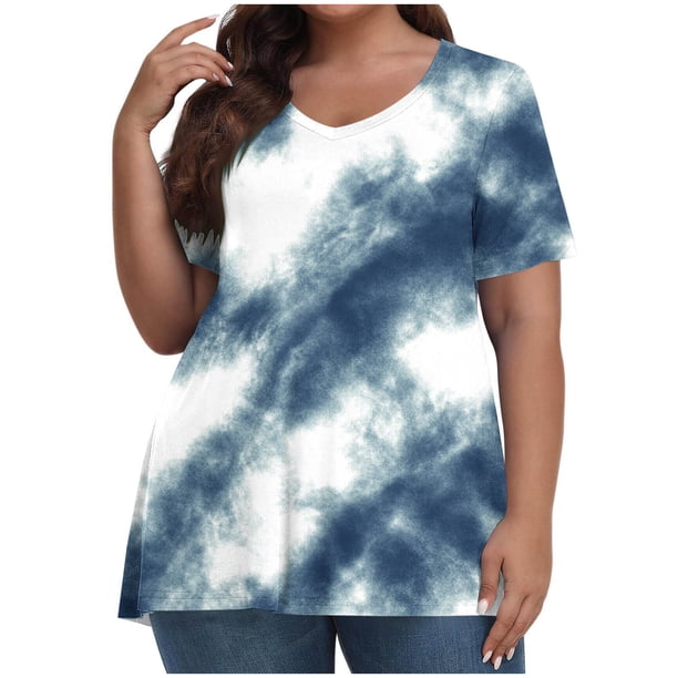 Tamaño Más Manga Corta Tops para las Mujeres, Casual V-Cuello Camiseta de la Blusa Sólida para el Verano, el Uso Diario Y Casual