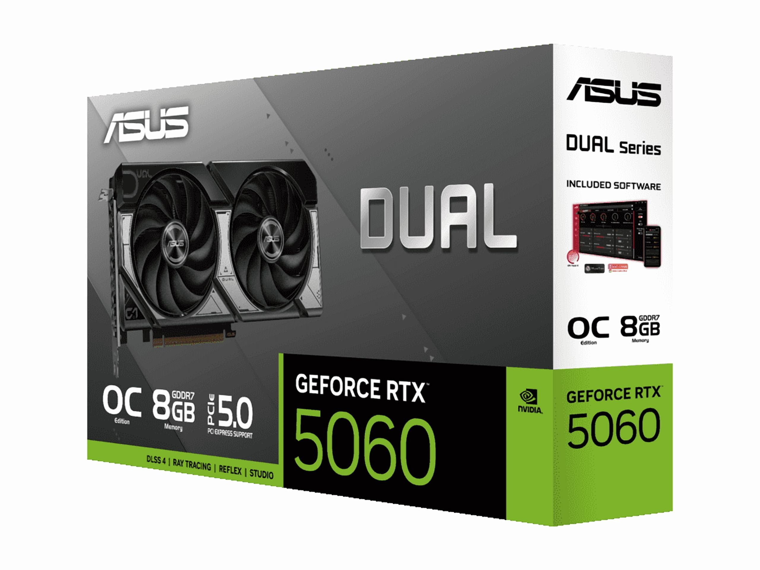Asus NVIDIA GeForce 5060 Graphic Card - 8 GB GDDR7 - 7680 x 4320 - 2.57 GHz Boost Clock - 128 bit Bus Width - PCI Express 5.0 - DisplayPort - 1 x DisplayPort - HDMI