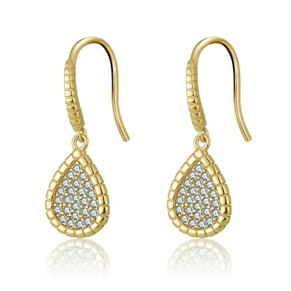 Teardrop Dangle Hook Earrings for Women Pave Cz Sterling Silver Ginger Lyne Collection