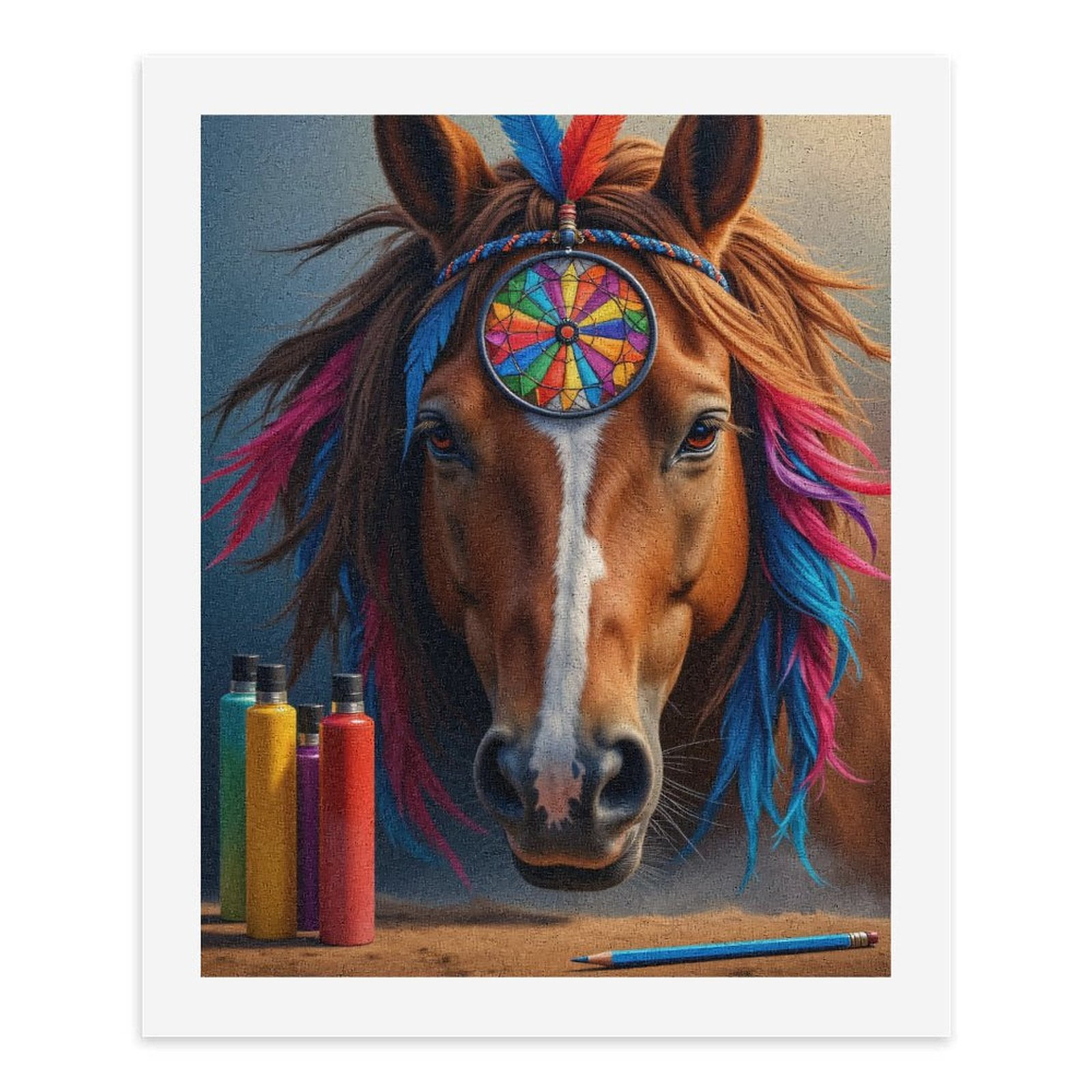 Paint By Numbers Kit for Adults Beginner - DIY Colorful Horse Dreamcatcher Art Canvas Painting Kits for Adults, Frameless Paint By Number for Adults for Home Wall Decor 16x20 Inch