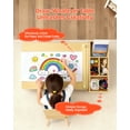 thumbnail image 4 of VEVOR Kids Art Table and Chair Set, Toddler Craft Table with 3 Tiers Storage Cabinet, Wooden Kids Activity Play Desk with 2 Chairs, Craft Play Desk for Reading, Learning, Drawing, Writing, Light Wood, 4 of 9