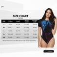 thumbnail image 2 of KLL Women 's Crew Neck Bodysuit Jumpsuits Futuristic Purple Panther Print Short onesies Stretch T Shirts, 2 of 5
