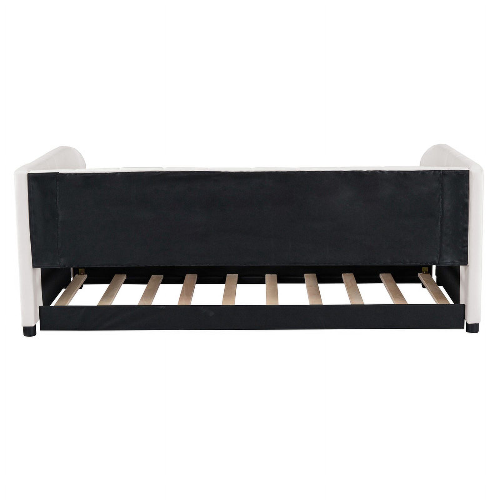 Aukfa Daybed with Trundle, Twin Size Upholstered Bed Frame, Velvet, Beige