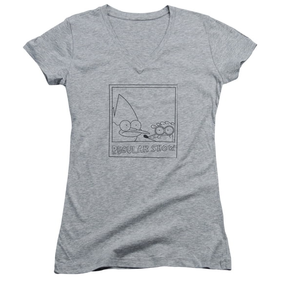 Regular Show Poloroid Officially Licensed Junior V Neck T Shirt