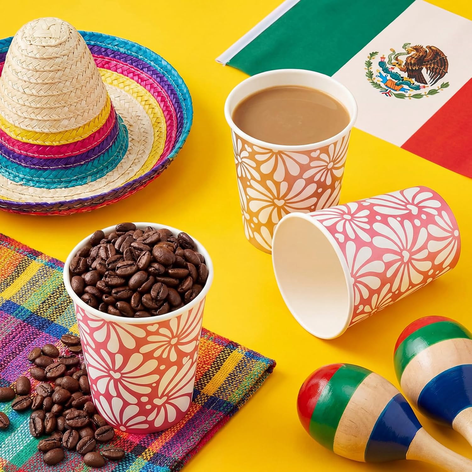 50-pack baby baptism decoration coffee cups with lids 9 Mexico de Barro party paper cup supplies disposable drinking cups wedding bride baptism tea party