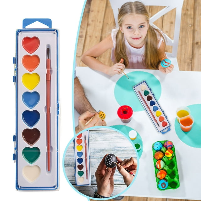 Heart Shaped Watercolor Painting Set for Kids Washable Art Supplies with Brush for Valentine's Day Activities