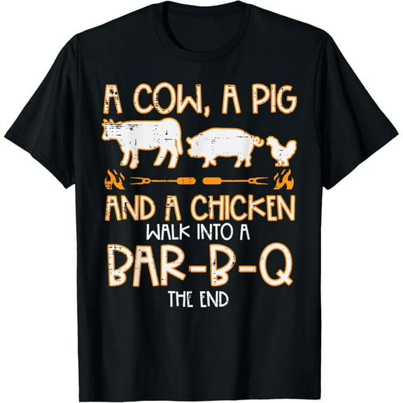 100% pure cotton for both men and womenCow Pig Chicken Walk Bar B Q Bbq Barbecue Grilling Men Women T-Shirt
