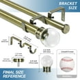 thumbnail image 3 of Urbanest Crystal Ball Flat Button 1" 3/4" Double Drapery Curtain Window Rod Set - 84" to 120", Antique Brass, 3 of 6