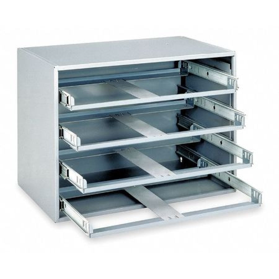 Durham 307-95 Gray Cold Rolled Steel Easy Glide Slide Rack for 4 Small Metal Compartment Boxes 15-1/4 Width x 11-1/4 Height x 11-3/4 Depth 