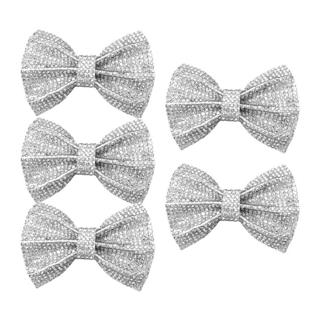 KLKCMS 5 Pieces Crystal Bow es Decorative Sew On Rhinestones Embellishments Badges White rhinestones