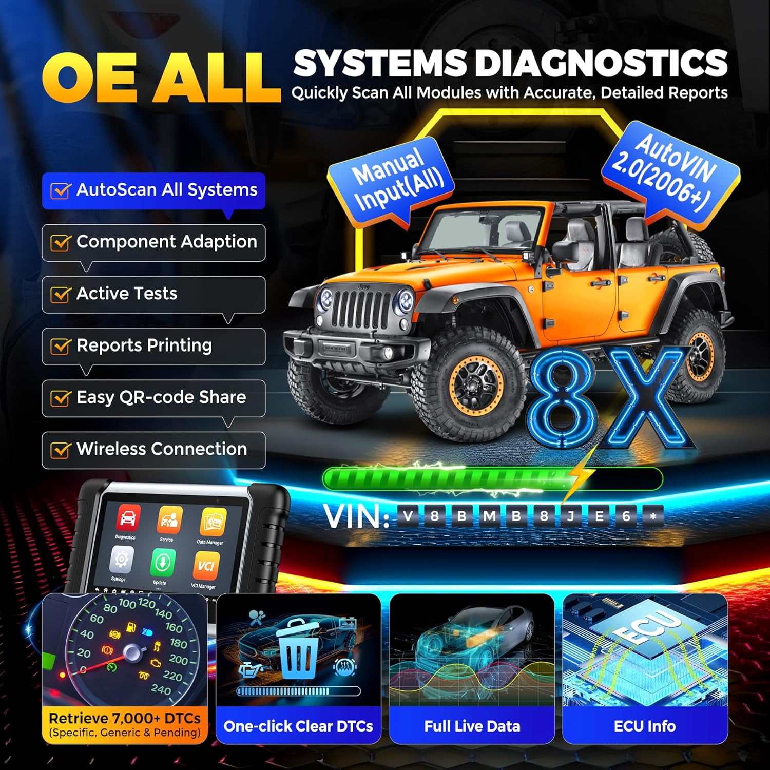 Autel Scanner MaxiCOM MK808BT PRO, 2026 2.0 Full Bidirectional Diagnostic Tool as MK808K-BT MK900 MX900 MK900BT, Pro 3000+ Test, 28+ Service, All System, Brake Bleed