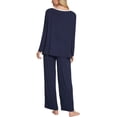 thumbnail image 3 of INSPIRE CHIC Women's Pajama Set Soft Modal Contrast Color Long Sleeve Shirt and Pants Sleepwear 2pcs S Navy, 3 of 5
