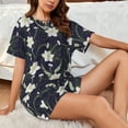 thumbnail image 4 of Honeii Lilies Flowers for Women's Summer Pajama Set featuring Soft Short Sleeve Shirt & Matching Bottoms with Convenient Pockets for Relaxed Home Wear-Large, 4 of 6