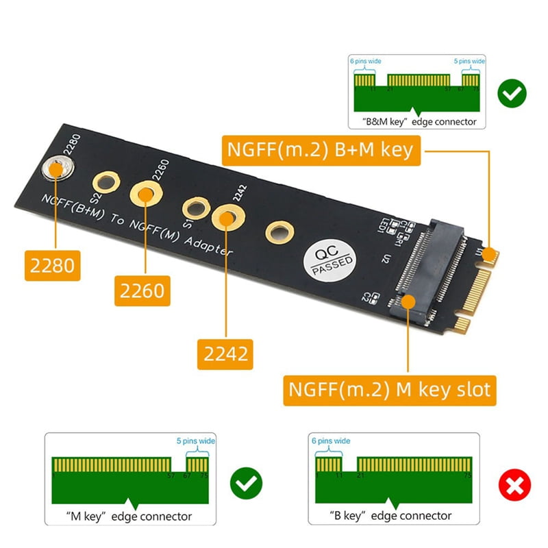 M.2 KEY-M To KEY A-E/E Adapter Riser Card For M.2 NGFF PCIE Protocol Wireless Network Card Module Support 2230 2242 Size M2 Card