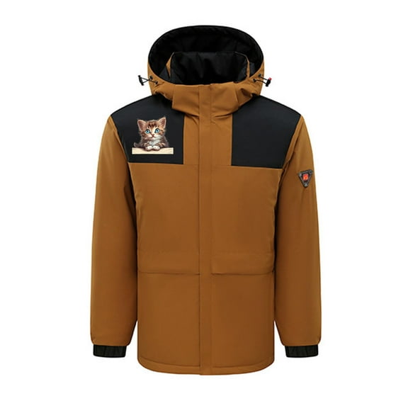 Kmdttou Women's Heated Waterproof Rain Jacket with Hood Lightweight Active Outdoor Raincoat with Removable Hood Brown XL