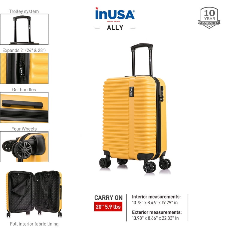 Inusa Ally 3-Piece Lightweight Hardside Spinner Luggage Set Black