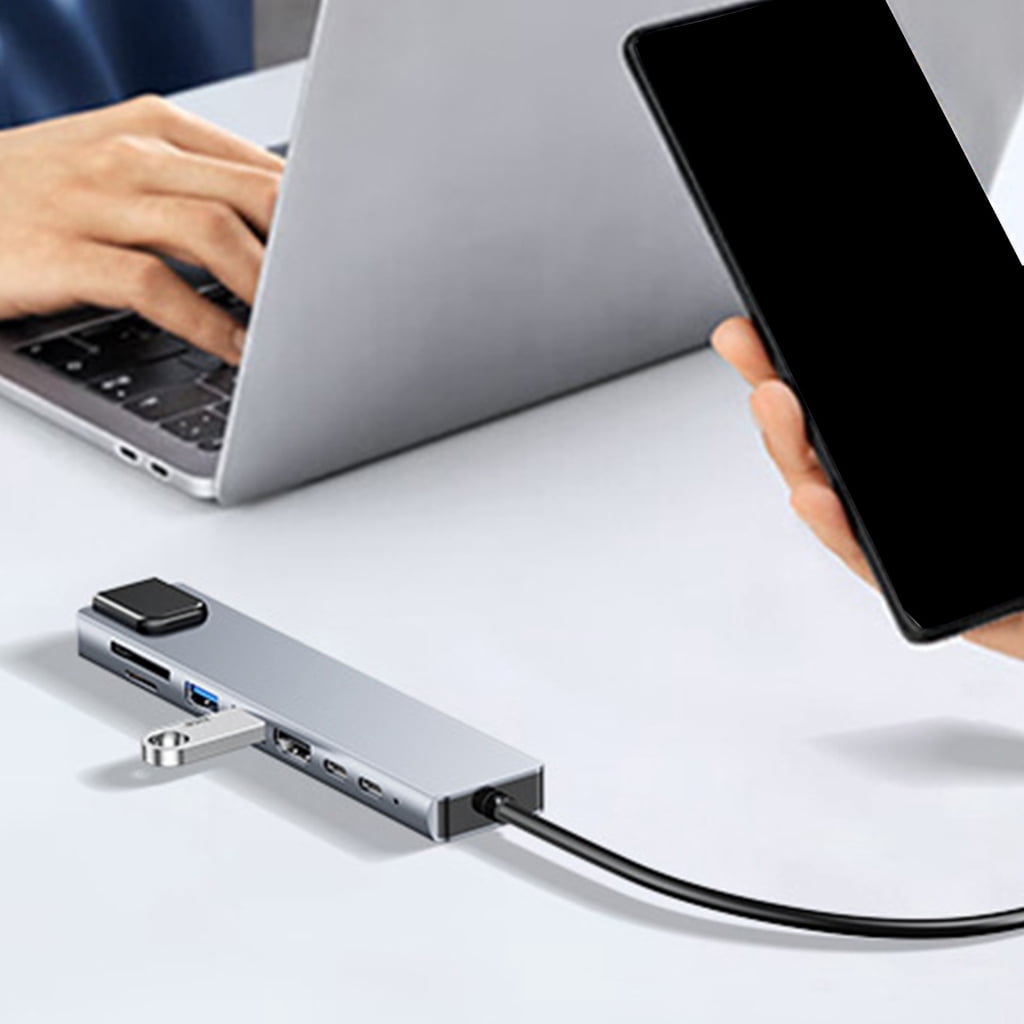 WINDLAND Versatilitys USB C Docking Stations USB C to HDMIs Adapter with 4K HDMIs and TF Slots Compatible for Various Devices