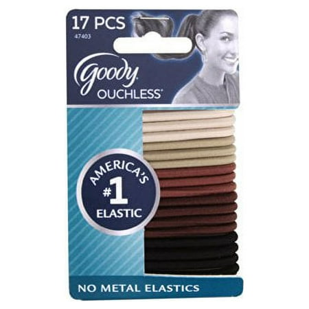 Goody Ouchless No Metal Elastics, Espresso, 4 mm, 17 Count