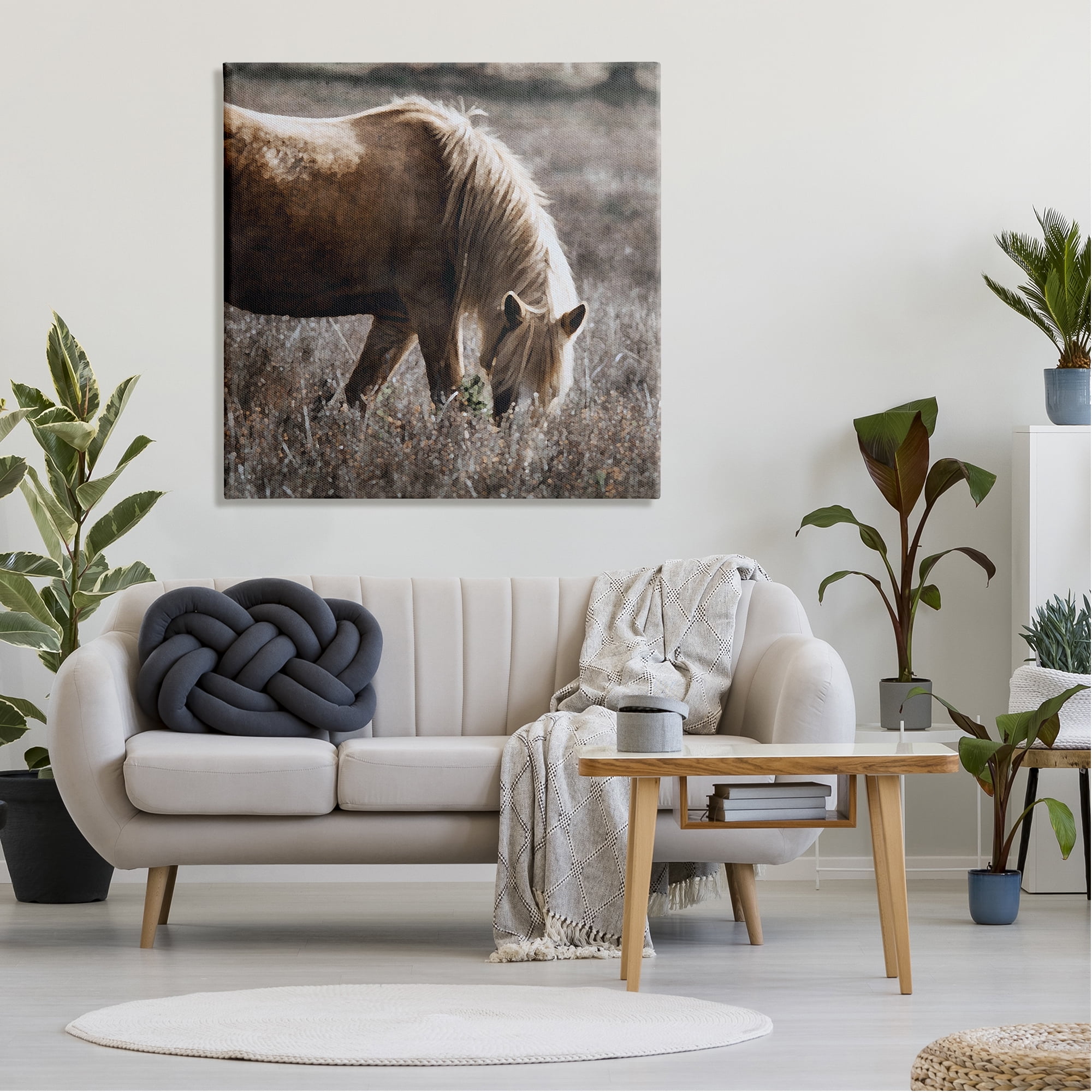 Stupell Industries Wild Horse Grazing Animals & Insects Painting Gallery Wrapped Canvas Print Wall Art, 36 x 36