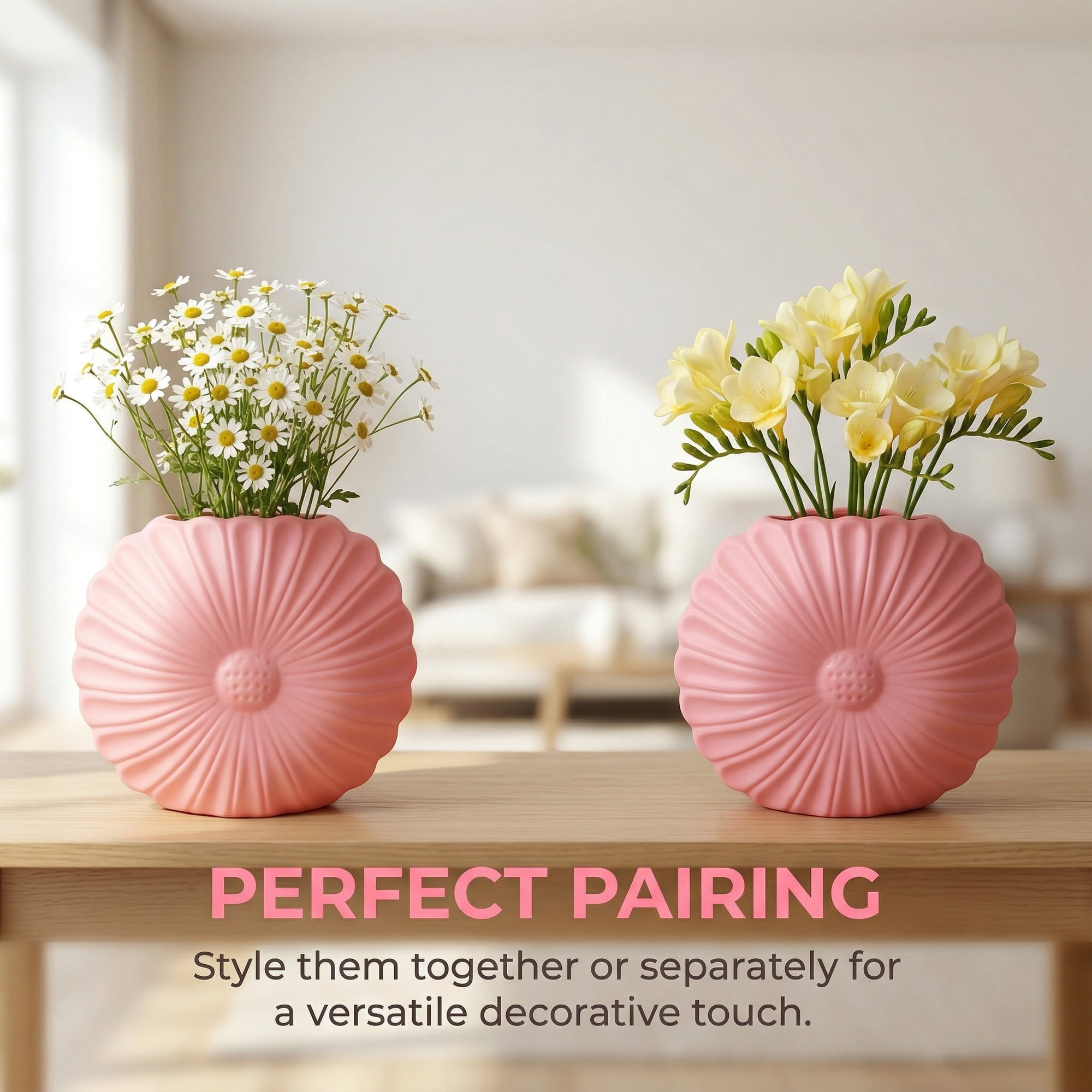Unique Bargains Geometric Flower Nordic Minimalist Bud Vase Pink 7.9"L x 1.2"W x 6.9"H