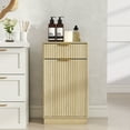 thumbnail image 2 of 10-Gallon Woodgrain Tilt-Out Trash Can Cabinet, Wooden Garbage Recycling Cabinet with Wave-Textured Hideaway Drawer & Pull-Out Bin - Multipurpose Kitchen/Bath Organizer in Walnut Finish, 2 of 10