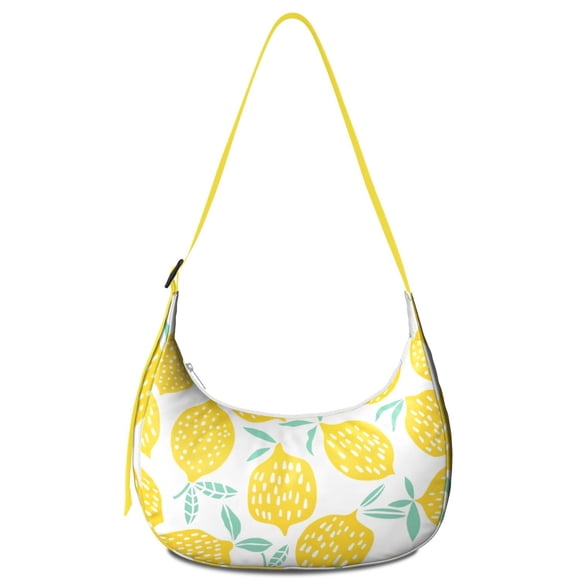 Sac Bandoulière pour Amateur de Citrons Nylon Léger Sangle Ajustable Jaune Fruit Mignon Été Moderne Rétro Vintage J'aime les Citrons Fleurs Floral Frais Motif Lumineux Imprimé Design Petit Sac à Main