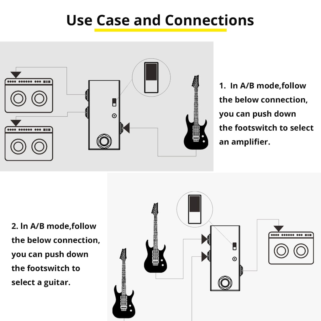 ABY Line Selector AB Switches Small Guitar Effect Pedal ABY Channel Switches