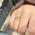 thumbnail image 4 of Z ZACHÉ Gold Plated Bow Ring Gold Plated Adjustable Open Ring for Women, 4 of 6