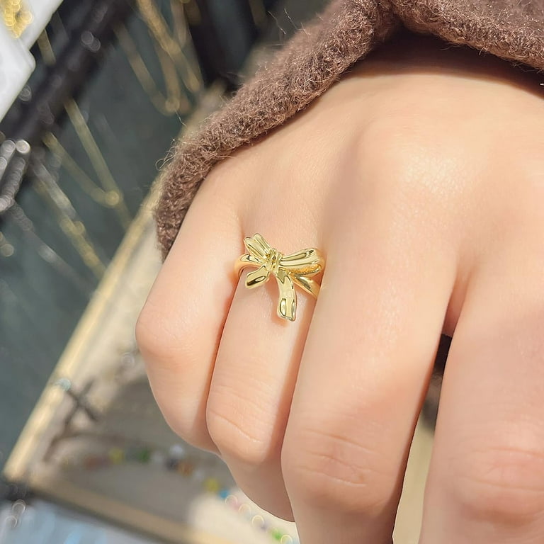 アクセサリー mayuco. aura jewelry bow hook ring /gold Z ZACHÉ Gold Plated Bow Ring Gold Plated Adjustable Open Ring for