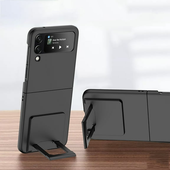 for Samsung Galaxy Z Flip 4 5G Case, Full Body Cover Frosted Hard PC Ultra-Thin Anti-Scratch Shockproof Protective Hidden Kickstand Phone Case for Samsung Galaxy Z Flip 4, Black