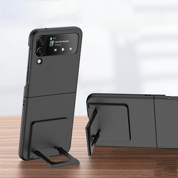 for Samsung Galaxy Z Flip 4 5G Case, Full Body Cover Frosted Hard PC Ultra-Thin Anti-Scratch Shockproof Protective Hidden Kickstand Phone Case for Samsung Galaxy Z Flip 4, Black