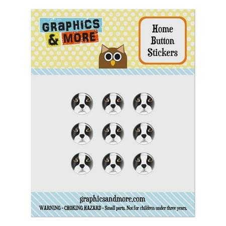 Dog Apple Ipod Boston Terrier Face Pet Dog Home Button Stickers Set Fit Apple iPhone iPad iPod Touch ()