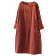 thumbnail image 2 of Japceit Robe Décontractée Mode Grande Taille pour Femmes Col Rond Manches Longues en Velours Côtelé Poches Solides, 2 of 4